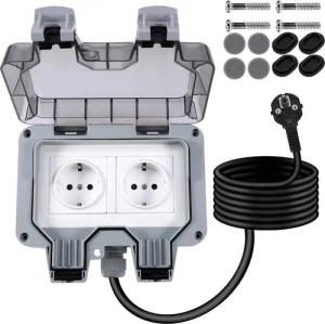 Sunicol Gartensteckdose Außensteckdosen, 16A,Stecker Kabel Wandsteckdose