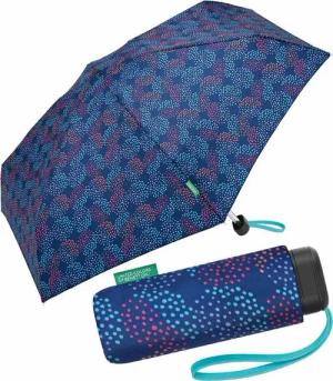 United Colors of Benetton Taschenregenschirm Ultra Mini Flat - Pop Dots bellwether blue, mit modernem Punkte-Kreise-Muster