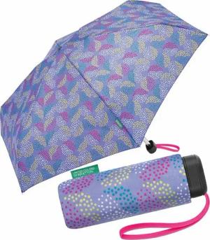 United Colors of Benetton Taschenregenschirm Ultra Mini Flat - Pop Dots deep periwinkle, mit modernem Punkte-Kreise-Muster