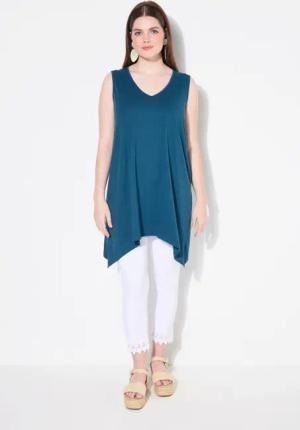 Ulla Popken Longshirt Longtop Zipfelsaum A-Linie