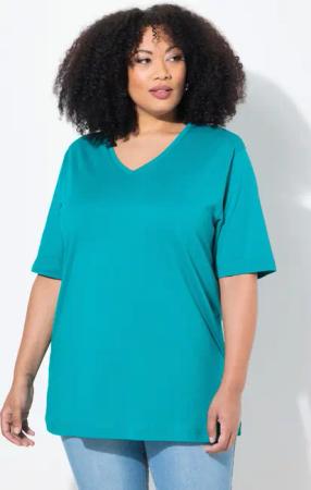 Ulla Popken T-Shirt T-Shirt V-Ausschnitt Relaxed