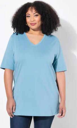 Ulla Popken T-Shirt T-Shirt V-Ausschnitt Relaxed