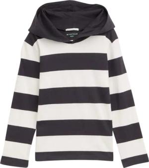 TOM TAILOR Jungen Hoodie Langarmshirt mit Streifenmuster, grau, Gestreift, Gr. 116/122