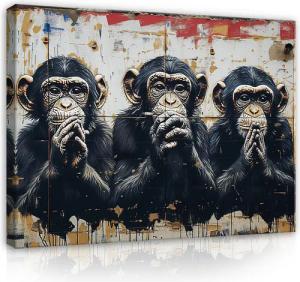 Wallarena Leinwandbild Drei Affen Banksy Abstrakt