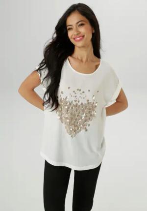 Aniston SELECTED Shirtbluse mit glänzenden, goldfarbenen