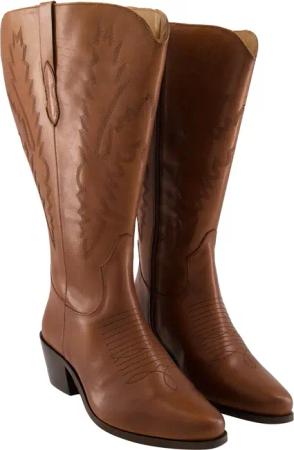 Ulla Popken Leder-Cowboystiefel 3 XL-Schaft Stickerei