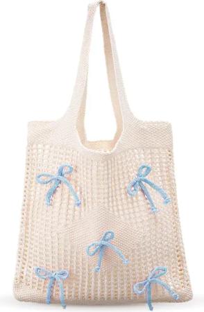 Coonoor Schultertasche Damen Strandtasche mit Schleife,