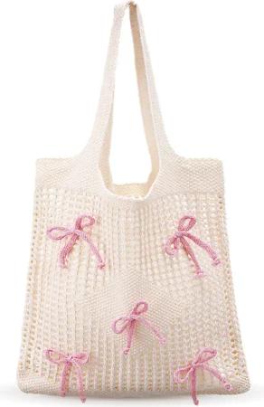 Coonoor Schultertasche Damen Strandtasche mit Schleife,