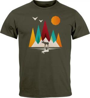 Neverless Print-Shirt Herren T-Shirt Berge Elch