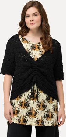 Ulla Popken Strickpullover Pullover Raffband V-Ausschnitt