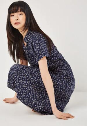 Apricot Druckkleid Batikkleid, (1-tlg) mit Taschen