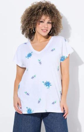 Ulla Popken T-Shirt T-Shirt Stickerei Oversized