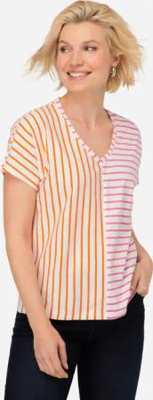 Laurasøn T-Shirt T-Shirt Ringelmix V-Ausschnitt Halbarm