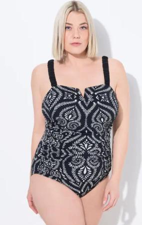 Ulla Popken Badeanzug Badeanzug Paisley Raffung