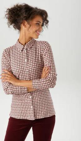 Aniston CASUAL Hemdbluse, mit farbharmonischem Retro-Muster - NEUE KOLLEKTION