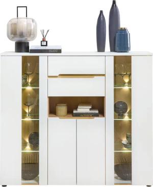 Innostyle Highboard "Memphis Highboard, 145x127x38cm (B/H/T)", (1 St.), 4 türig, 2 Schubkasten, LED-Beleuchtung, Soft-Close