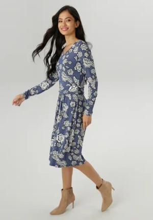 Aniston SELECTED Jerseykleid, mit abstrakter Blüten- und Blättermusterung - NEUE KOLLEKTION