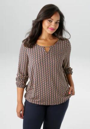 Aniston PLUS Langarmshirt, mit silberfarbenem Schmuckstäbchen - NEUE KOLLEKTION