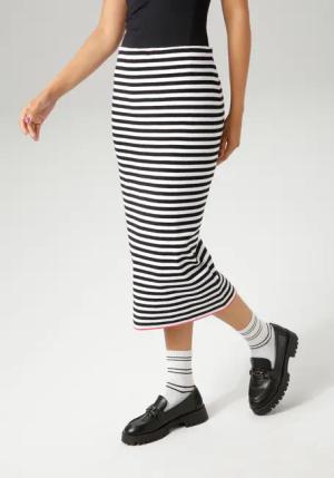 Aniston CASUAL Strickrock, mit rotem Farbakzent am Saum - NEUE KOLLEKTION