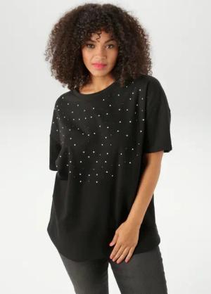 Aniston PLUS Kurzarmshirt, mit Nieten Applikation verziert - NEUE KOLLEKTION