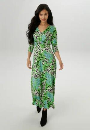 Aniston SELECTED Midikleid, mit Smok-Details und fantasievollem Leo-Print - NEUE KOLLEKTION