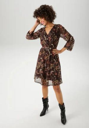Aniston CASUAL Blusenkleid, mit dekorativer Brosche am fixiertem Bindeband - NEUE KOLLEKTION