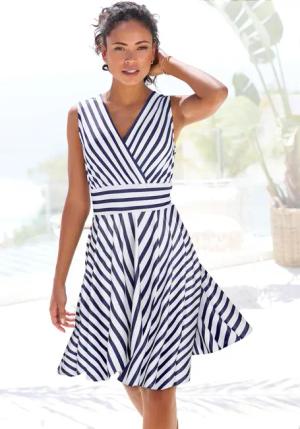 LASCANA Sommerkleid, mit Streifenprint, Wickelkleid, tailliertes Minikleid, casual-chic