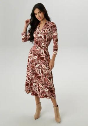Aniston SELECTED Jerseykleid, mit V-Ausschnitt in Wickeloptik und Bindedetail - NEUE KOLLEKTION