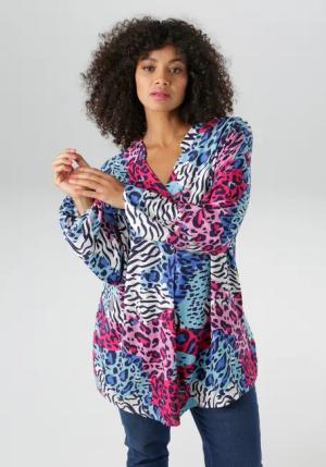 Aniston PLUS Schluppenbluse, mit extravaganten farbenfrohes Animaldessin - NEUE KOLLEKTION
