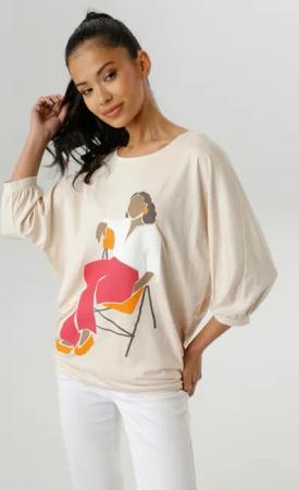 Aniston SELECTED Fledermausshirt, vorne mit großflächigem, femininem Frontdruck - NEUE KOLLEKTION