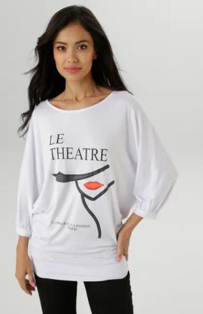Aniston SELECTED 3/4-Arm-Shirt, mit femininen Druck und Statement-Schriftzug - NEUE KOLLEKTION