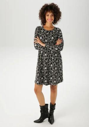 Aniston CASUAL Jerseykleid, mit grafischen Blüten - jedes Teil ein Unikat - NEUE KOLLEKTION