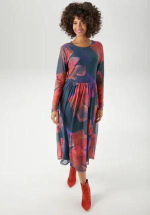 Aniston CASUAL Midikleid, mit großflächigen Batik-Blüten bedruckt - NEUE KOLLEKTION