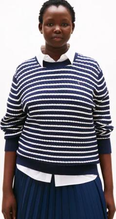 Tommy Hilfiger Curve Strickpullover "CRV CO CABLE FINE GG C-NK LS SWT", in großen Größen, mit Zopfmuster