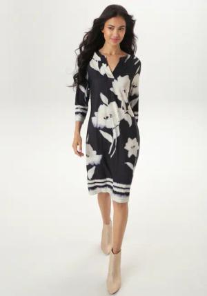 Aniston SELECTED Jerseykleid, mit großflächigen Batik-Blumen und Blüten bedruckt - NEUE KOLLEKTION