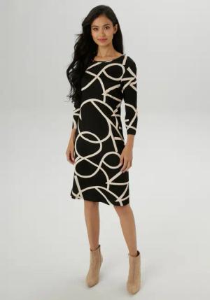 Aniston SELECTED Jerseykleid, mit stilvollem Allover-Muster - NEUE KOLLEKTION