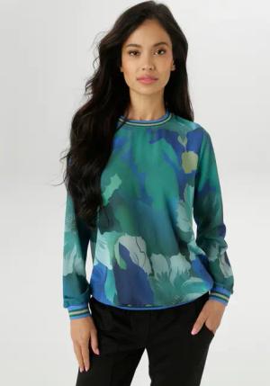 Aniston SELECTED Shirtbluse, mit gestreiften, sportiven Bündchen - NEUE KOLLEKTION
