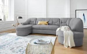 DOMO collection Wohnlandschaft "Sarafina, zeitlos und komfortabel, optional mit Federkern, U-Form", wahlweise mit Bettfunktion