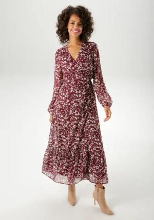 Aniston CASUAL Wickelkleid, mit grafischen Blumendruck - jedes Teil ein Unikat - NEUE KOLLEKTION