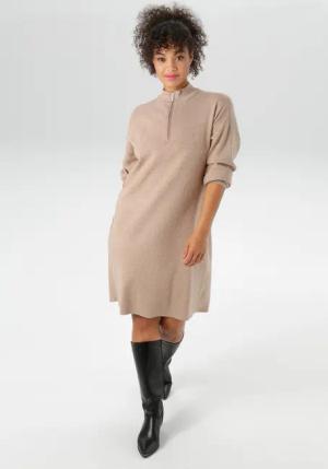 Aniston PLUS Strickkleid, mit Stehkragen und Reißverschluss - NEUE KOLLEKTION