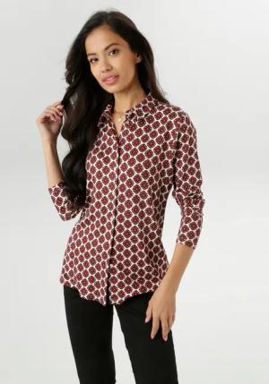 Aniston SELECTED Hemdbluse, mit extravagantem, farbenfrohen Retro-Muster - NEUE KOLLEKTION