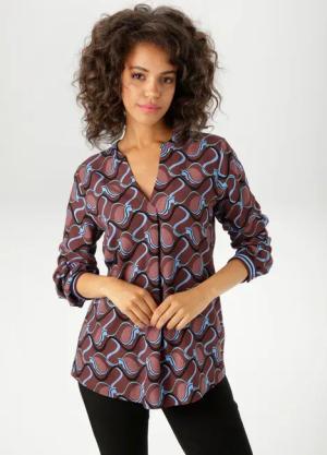 Aniston CASUAL Schlupfbluse, mit trendfarbigen, grafischem Retro-Muster - NEUE KOLLEKTION