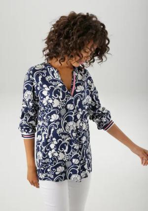 Aniston CASUAL Schlupfbluse, mit fantasievollem, grafischen Blumendruck - NEUE KOLLEKTION