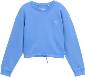 TOM TAILOR Mädchen Cropped Sweatshirt mit Stickerei, blau, Uni, Gr. 176