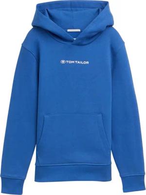 TOM TAILOR Jungen Hoodie Sweatshirt mit Logo-Print, blau, Uni, Gr. 140