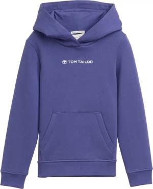 TOM TAILOR Mädchen Hoodie Sweatshirt mit Logo-Print, blau, Uni, Gr. 116/122