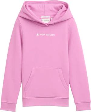 TOM TAILOR Mädchen Hoodie Sweatshirt mit Logo-Print, rosa, Uni, Gr. 128/134