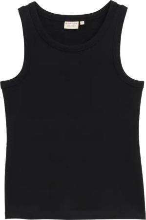 TOM TAILOR Damen Top mit Rippstruktur, schwarz, Uni, Gr. L