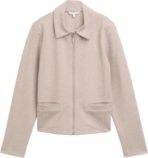 TOM TAILOR Damen Regular Fit Jacke mit Reißverschluss, braun, Meliert, Gr. L