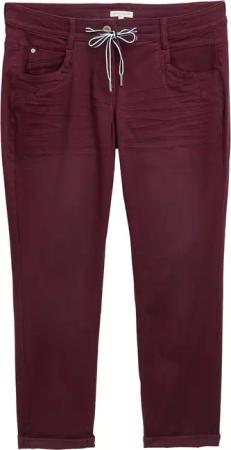 TOM TAILOR Damen Tapered Relaxed Hose, rot, Uni, Gr. 36/28
